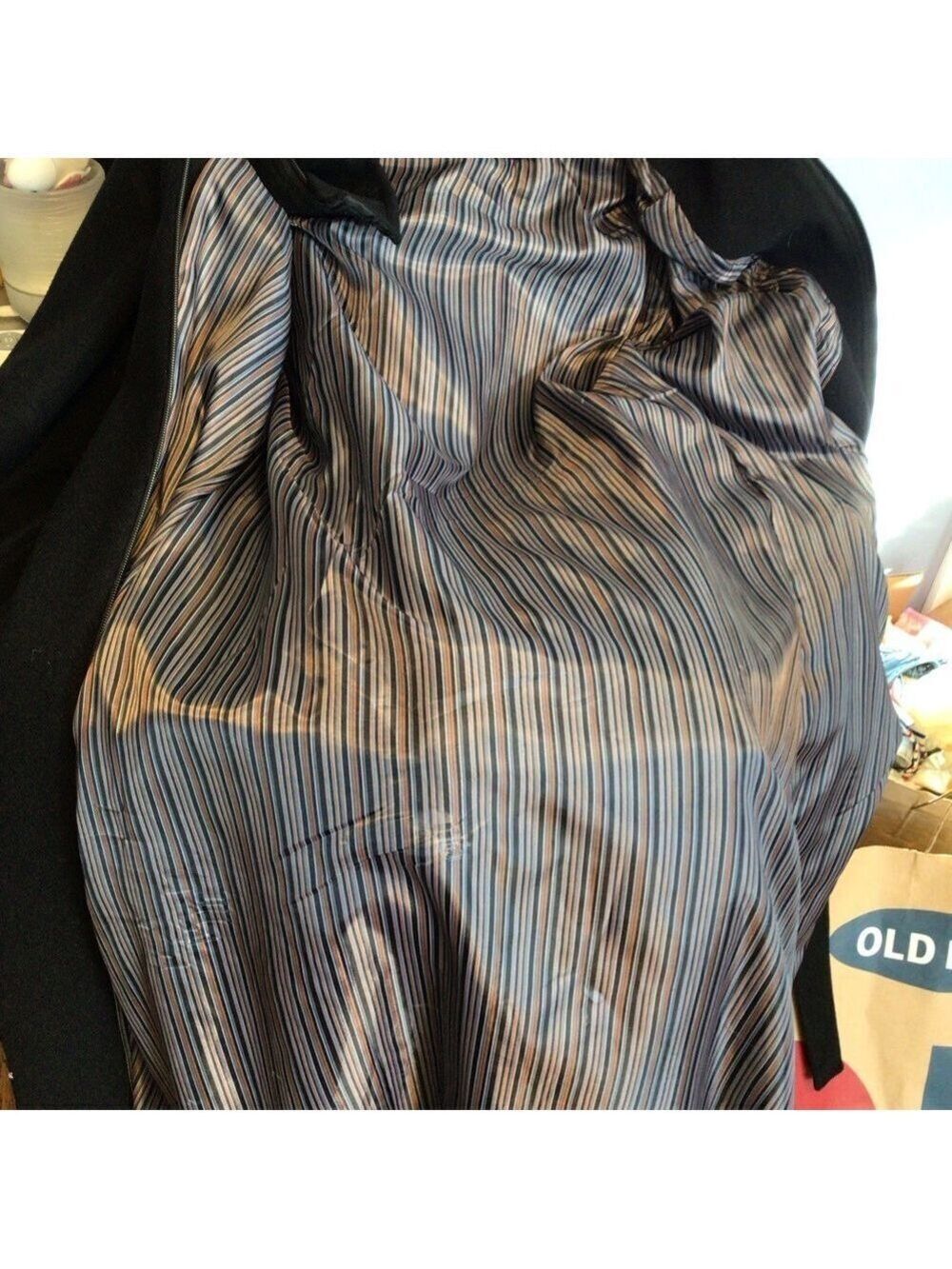 Athwab Black Long Belted Coat Removable Hood Full Zip Sz 40 Fits Like Small - Picture 10 of 11
